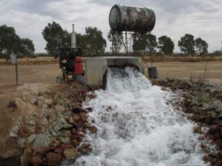 Water spilling out of a bore